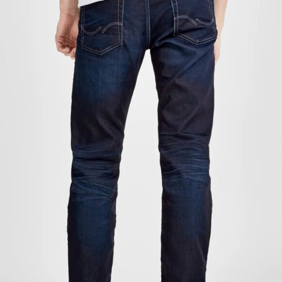 Jack & Jones Mens Original Mike Comfort Fit Slim Leg Denim Jeans Dark Blue 36-32 - Picture 3 of 11